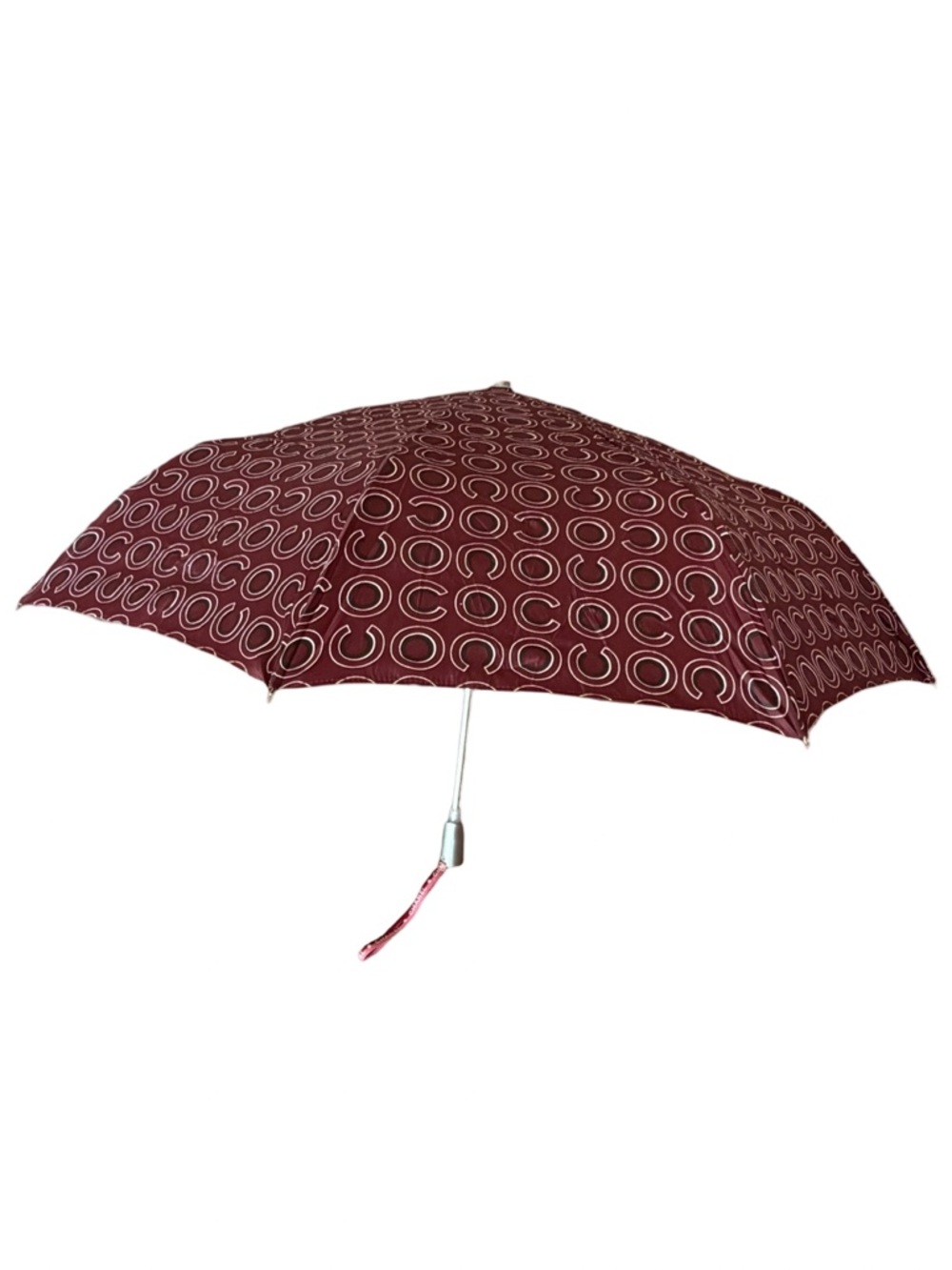 CHANEL Umbrella COCO Logo Burgundy Folding Umbrella Made in France